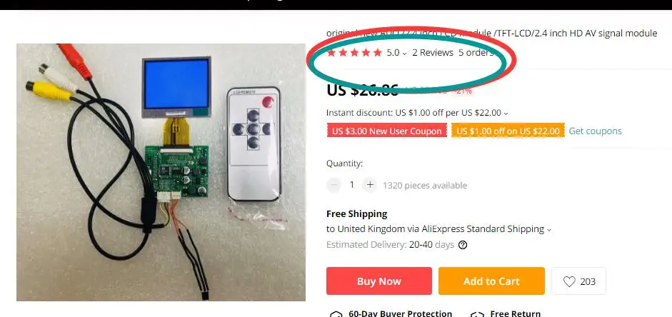 Módulo de Sinal Original Novo Module Polegadas Módulo Lcd Tft-lcd Polegada hd av Auo - 2.4 - Imagem 3