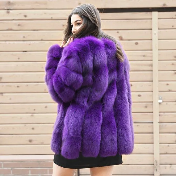 BF мех верхняя одежда для женщин натуральный мех пальто натуральная кожа натуральная куртка Женские топы Мода Средний зимнее пальто цельная кожа - Цвет: purple