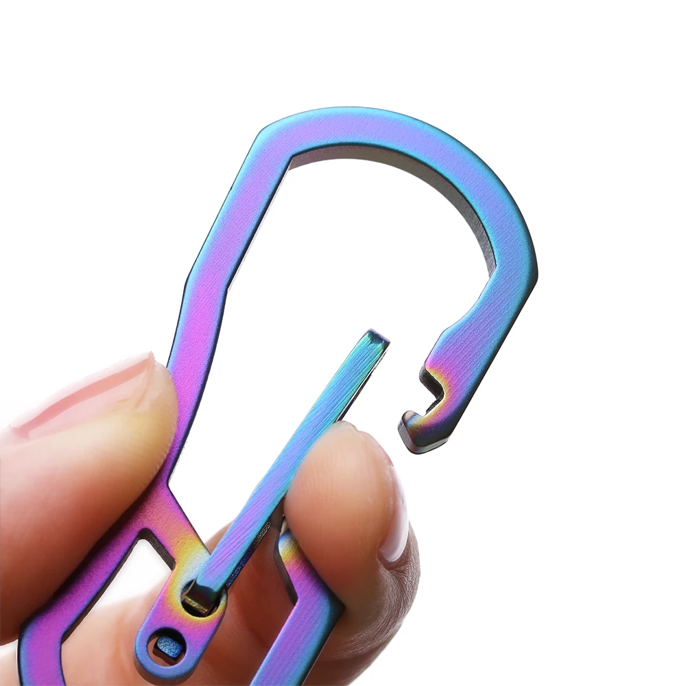 8 Shape Titanium Plating Climbing Carabiner Camping Clip Key Ring Hook Keychain Holder