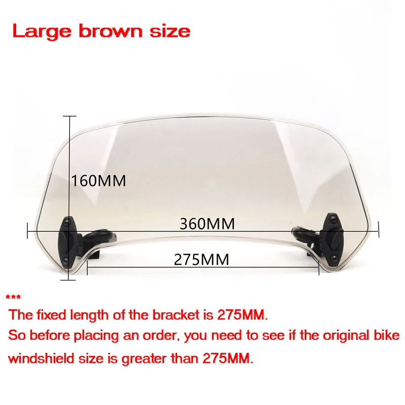 Universal Motorcycle Scooter Adjustable Clip On Windscreen Windshield Extension Spoiler Wind Deflector Adjustable Lockable