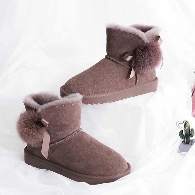Роскошные женские зимние ботинки из натуральной кожи в австралийском стиле; классические женские ботинки натуральный мех, шерсть зимняя обувь Теплые ботильоны на платформе; большие размеры