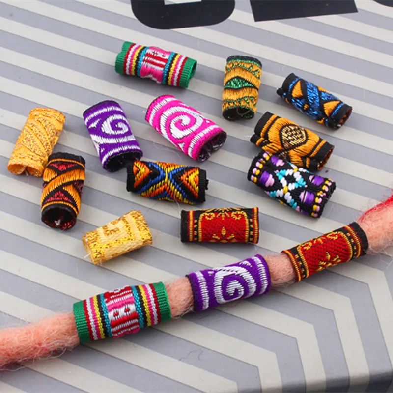 

HA-0042 60Pcs/Pack Fabric Cloth Braid Beads DIY African Braid Charms Hair Braid Dread Dreadlock Jewelry Accessories