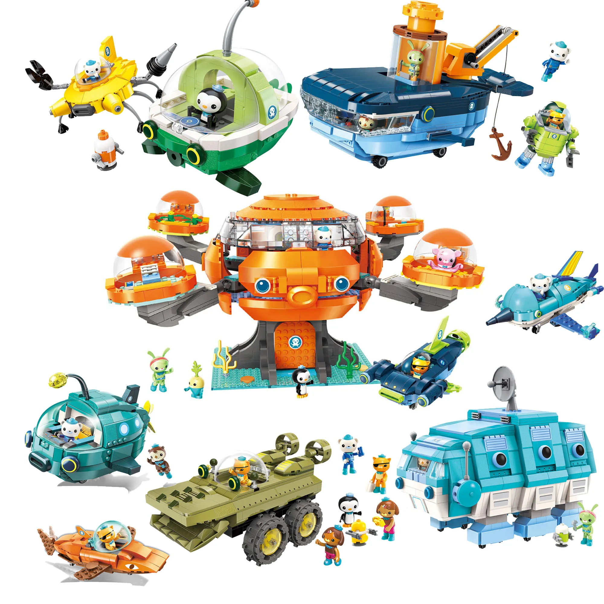 

Octonauts Building Block Octopod Gup Submarine Boat Oct-Pod with GUP-C GUP-E GUP-D GUP-K GUP-I Brick set for Children Gift