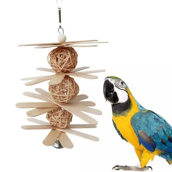 

Parrot Chew Strands Teeth Grinding Rattan Balls Parakeet Bite Molar Bell Toys 67JB