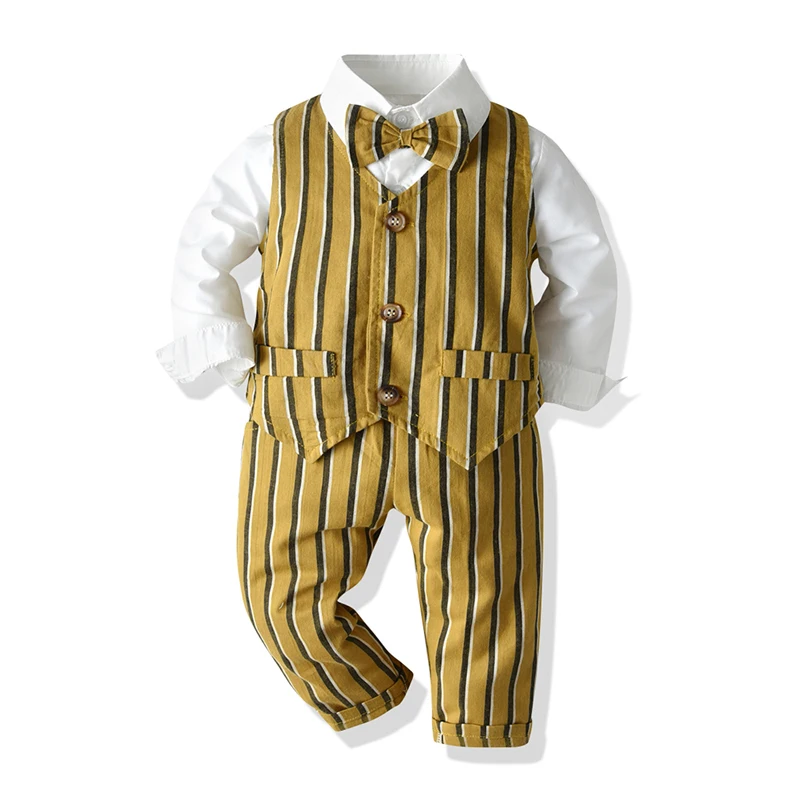 baby striped suit boys clothes vest shirt pants sets Gentleman wear suits new children clothing