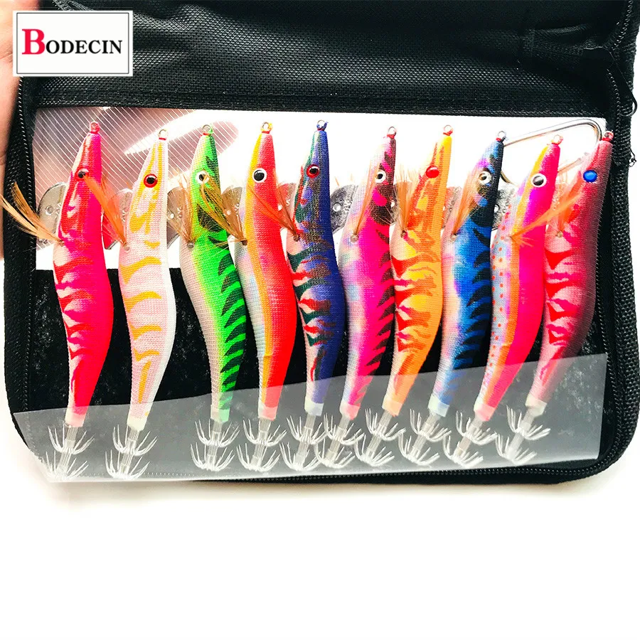 Wood Squid Hook/Jigs 2.5/3.0 Hard Shrimp/Artificial Bait Sinker Octopus Fishing Lure Lead Cuttlefish 3d Eyes Sea Bass 10PCS/BAG | Спорт и
