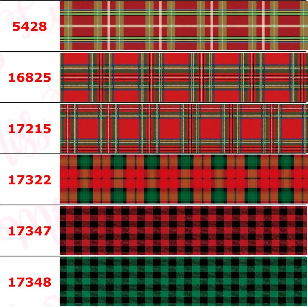 16mm-75mm Geometric Check Series Printed Grosgrain/Elastic Ribbon Cartoon Colorful DIY Christmas Decor Black Red 50yards/roll