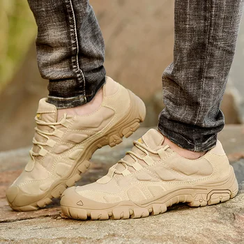 

2019 Men Low Top Desert Military Combat Short Boots Waterproof Army Tactical Shoes Men Sneakers Outdoor Travel Shoes Work Shoes