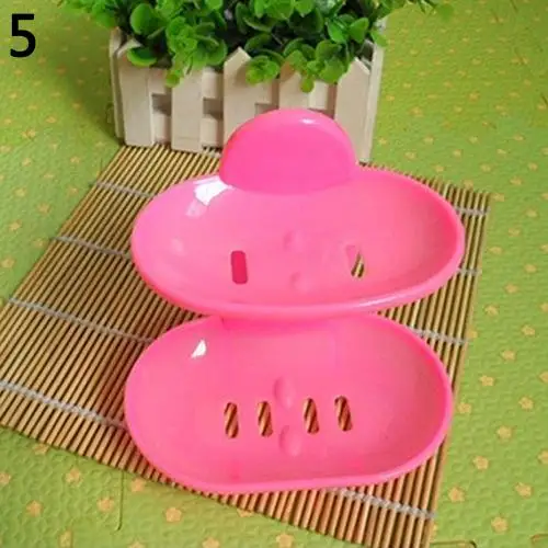 Bathroom Double Layers Strong Sucker Soapbox Soap Draining Holder Soap Dish nice - Цвет: Розовый