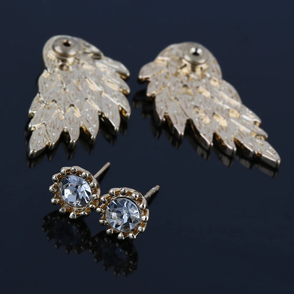 

Stylish Women Stud Earrings Angel Wings Rhinestone Alloy Plated Gothic Cool Jewelry Angel Wings All Matching