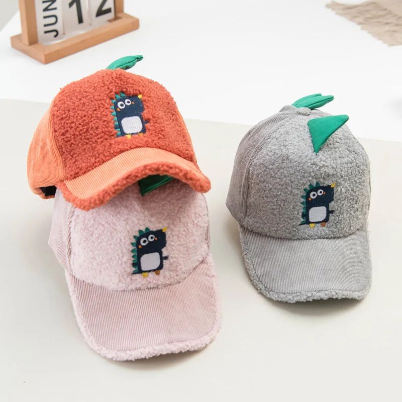 Boys Girls Children Ball Caps Hats Adjustable Sun Protection Cartoon Dinosaur Embroidery Pattern Casual Visors