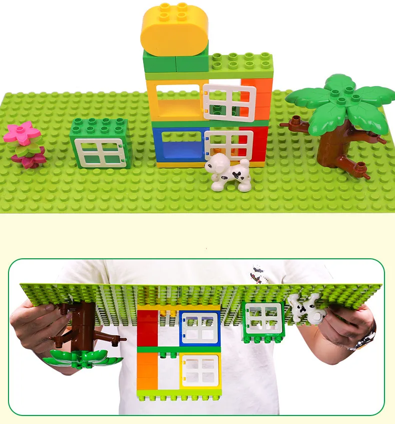 

Big Bricks Base Plate 16*32 Dots 51*25.5cm Baseplate Big Size Building Blocks Floor Toys DIY Compatible Green Board Toys