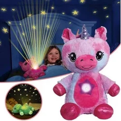 Animal de peluche con proyector de luz en el vientre, juguete relajante de felpa, luz nocturna, cachorro tierno, regalos de Navidad para niños