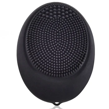 

Black Electric Silicone Facial Cleansing Brush Sonic Vibration Massage Smart Face Cleaner