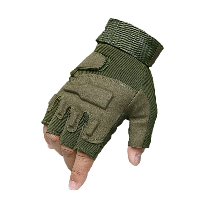 Olive Green Мужские перчатки для занятий спортом на открытом воздухе, альпинизма, верховой езды, тактические, с полупальцами, износостойкие, с защитой от порезов, перчатки для армейских фанатов rekawiczki - Цвет: Olive Green