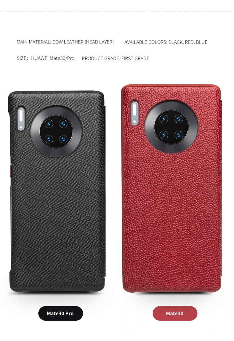 QIALINO, роскошный чехол из натуральной кожи для телефона huawei mate 30 Pro, ультра тонкий флип-чехол с умным обзором для huawei mate 30