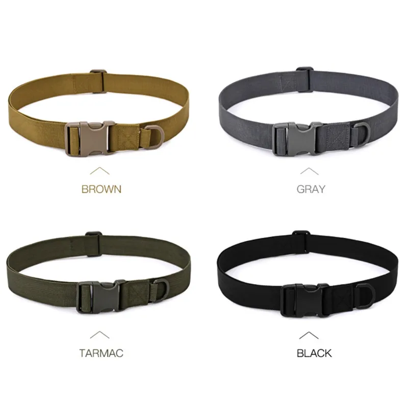 Outdoor Combat Canvas Duty Tactical Sport Belt with Plastic Buckle Army Military Adjustable Fan Hook Loop Waistband