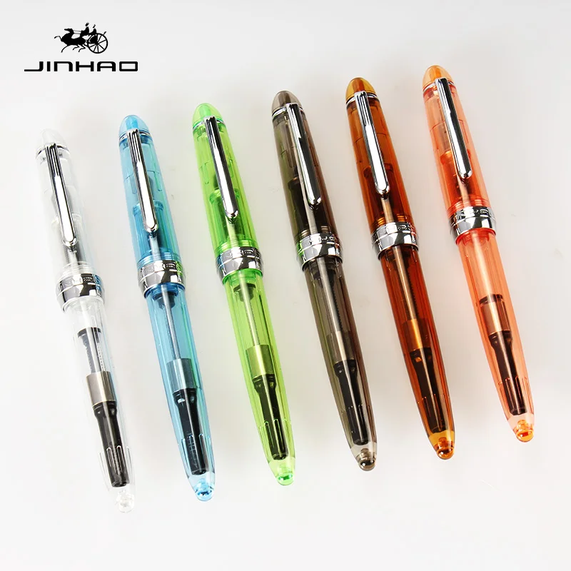 Jinhao 992 на высоком каблуке Модные прозрачные Цвет перьевая ручка с 0 5mm F Перо смолы