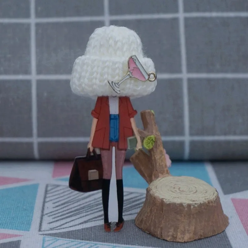 Шерстяная шляпа бокал для вина, брошь в виде kawaii значки булавки для одежды в стиле Харадзюку аксессуары украшения - Окраска металла: 169