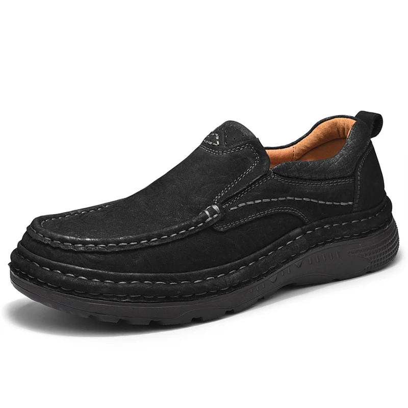 Top Quality Natural Leather shoes Men flats Retro Style casual men Outdoor work Handmade Genuine leather | Обувь