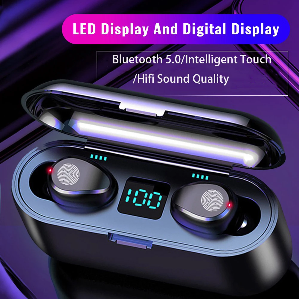  Tws wireless headphones Bluetooth 5.0 LED Display With 2000mAh Power Bank Touch Control wireless ea