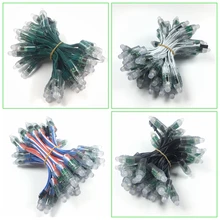 50 шт./блок DC5V WS2811 Светодиодный модуль пикселей, черный/зеленый/белый/RGB провода гирлянды Рождество праздник, адресуемый, IP68 водонепроницаемый