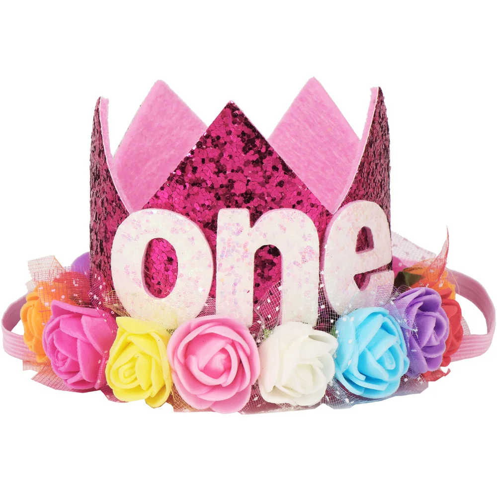 1pc Happy Birthday Party Hats Decor Cap Hat Princess Crown 1st 2nd 3rd Year Old Number Baby Kids Hair Accessory Birthday Toys