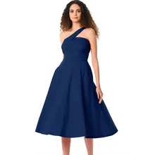 Шикарный одно плечо платье для выпускного вечера сексуальное платье без рукавов трапециевидной формы вечерние платье с коротким рукавом с завышенной талией коктейльное платье