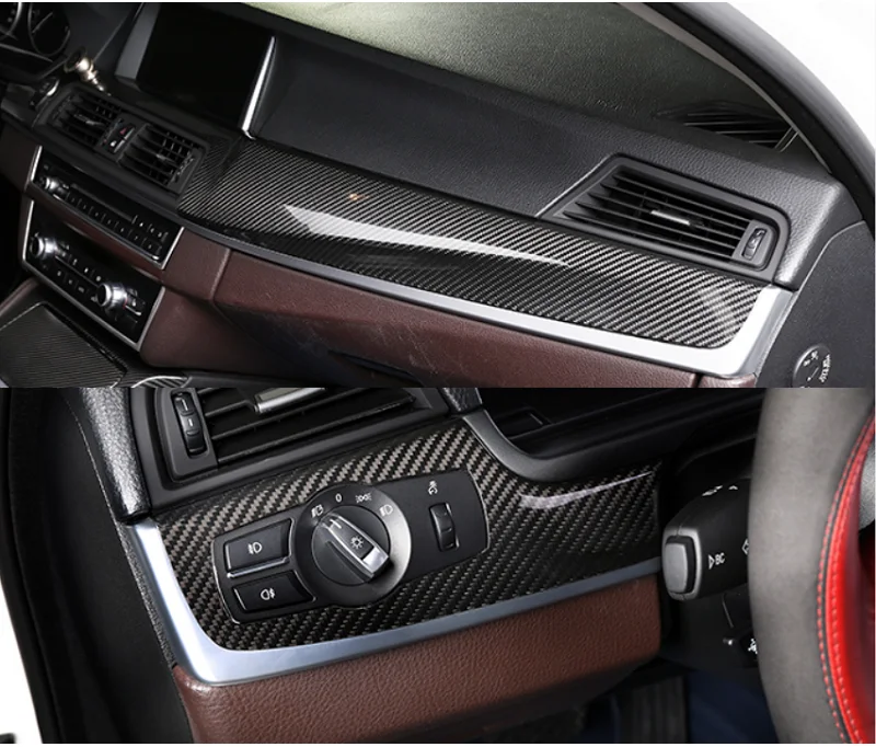 4-Free shipping Interior Door Button Panels Dashboard Dash Kits Carbon Fiber for BMW 5 series F10 2011-2017 carbon interior trims 9pcset