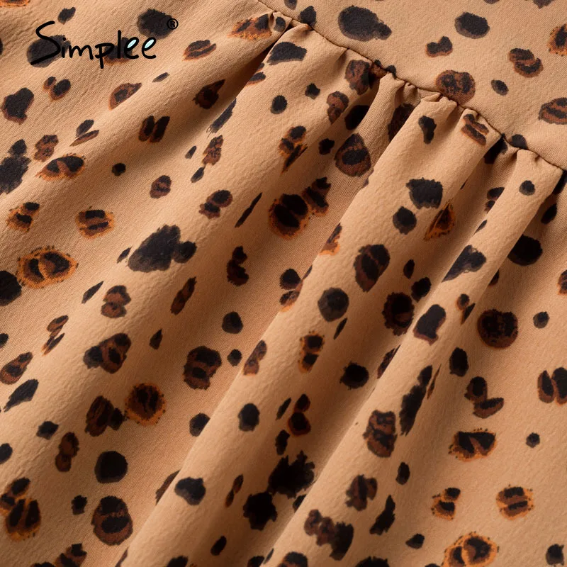 Simplee винтажная леопардовая женская блузка рубашка половина рукава v образный