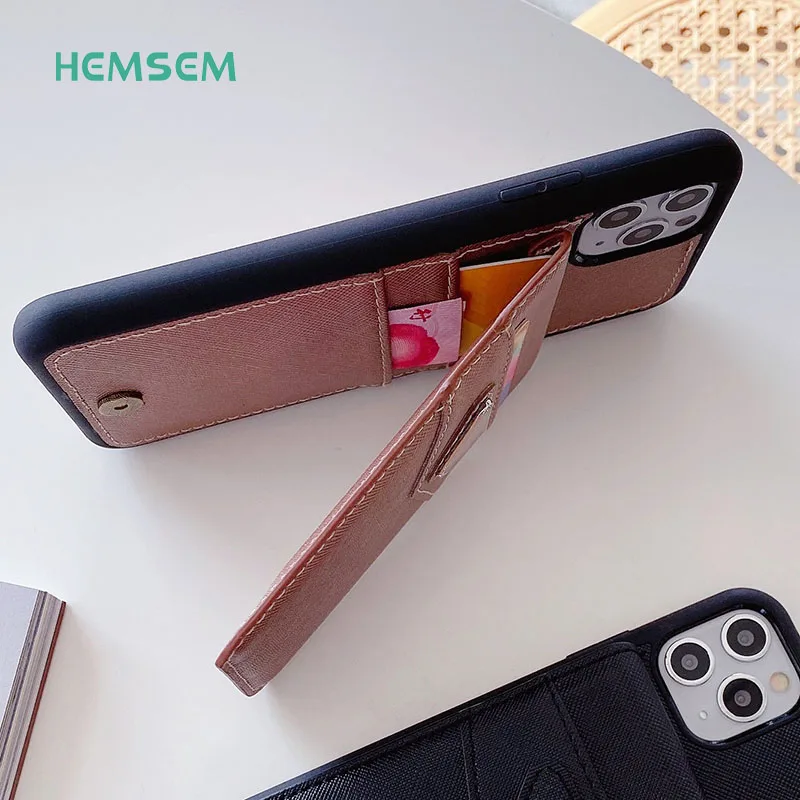 PR8 HEMSEM 4 Card Holder Pocket Wallet Stand Case for iPhone 11 12 Pro Max 7 8 Plus XS XR Cover Luxury Brand Phone Accessories