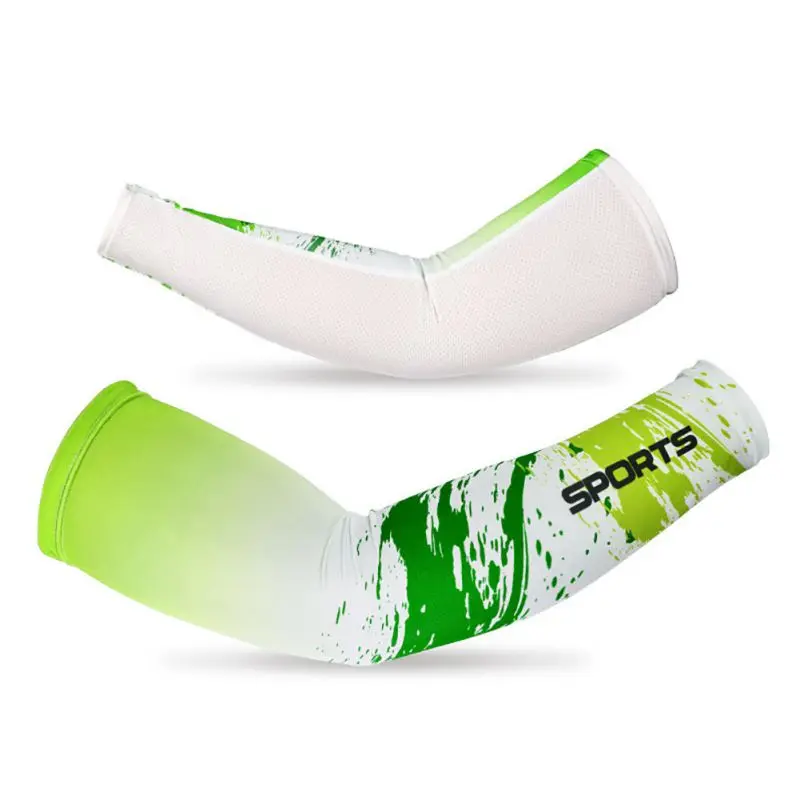 

1 Pair Arm Sleeve Long Printed Breathable Sunshade Anti-slip Ice Silk Protective Hand Elbow Protection Cover Outdoor Sportswear