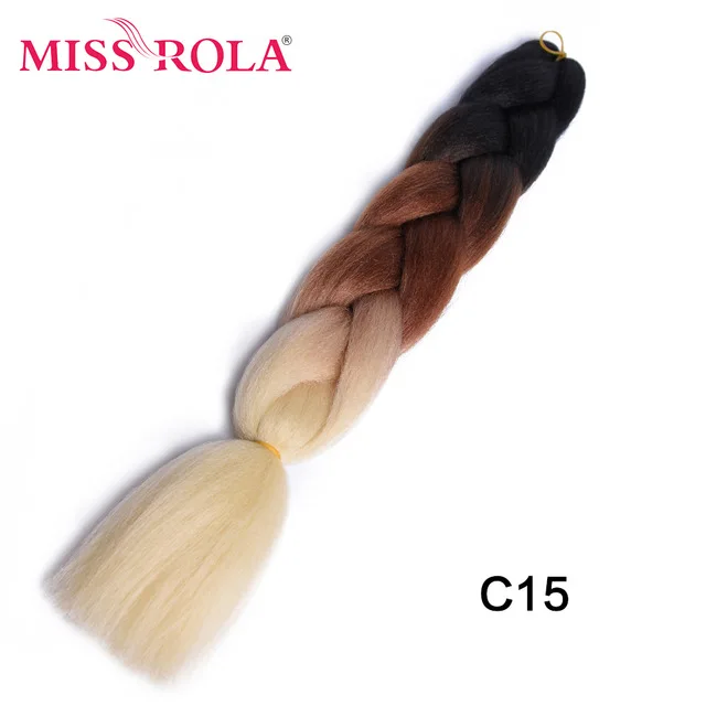 Miss Rola Synthetic Support Wholesale 100g 24 Inch Jumbo BraidsPink Green Yellow High Temperature Fiber Ombre Hair Extensions C15