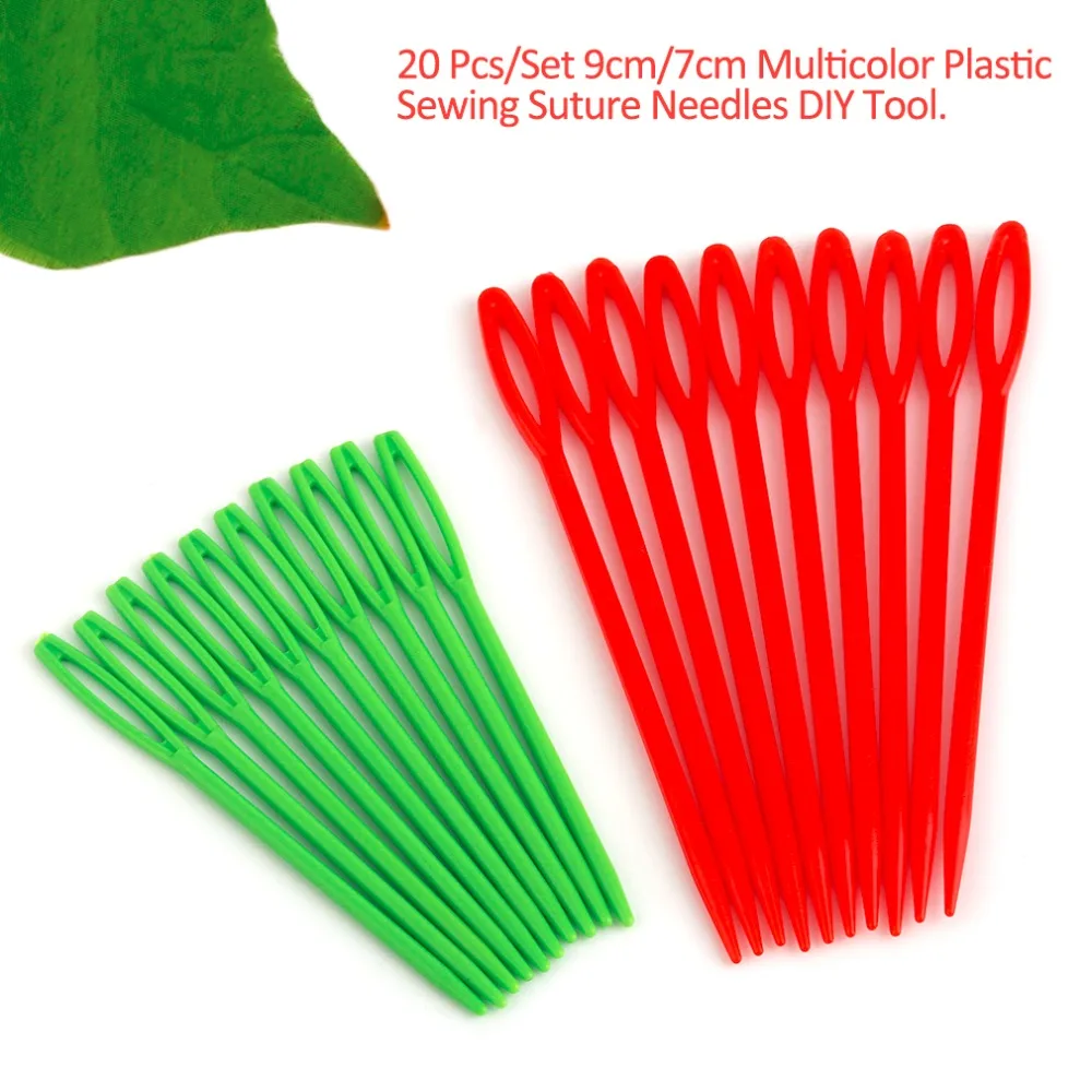 

New Arrival 20 Pcs/Set 9cm/7cm Home Use Multicolor Plastic Crochet Hooks Sewing Needles Suture Needles DIY Crafts Loom Yarn Tool