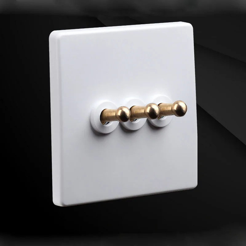 Description Picture 6 of itemWall Light 1-3 Gang 2 Way Toggle Switch Brass Lever White Matte Panel For Living Room