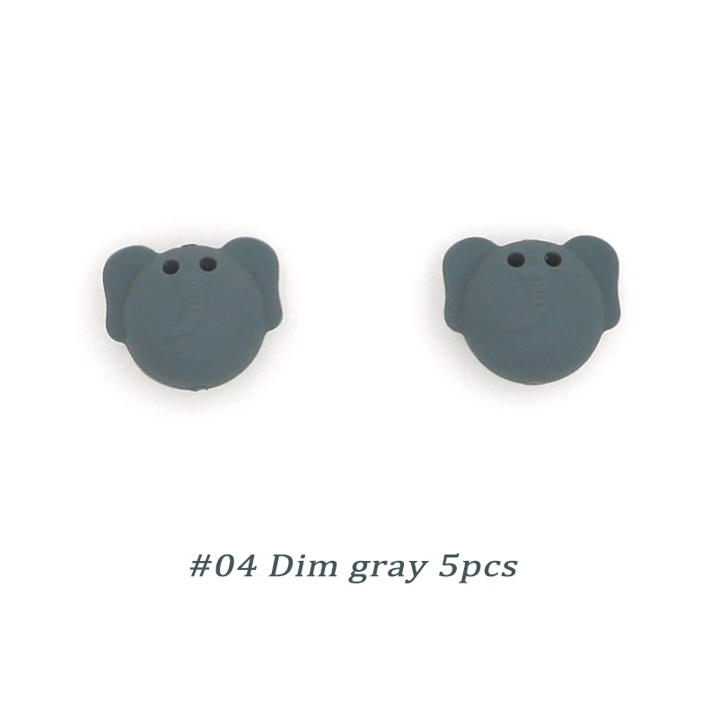 Dim gray 5pcs Kovict, 5/10 шт, 24 мм, милые мини-слоны, силиконовые бусины, животные, Детские Прорезыватели, Детские Прорезыватели для зубов, бусинки для самостоятельного изготовления ожерелья, аксессуары, игрушки - Color: Dim gray 5pcs