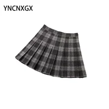 

High Waist Striped Lattice Pleated Skirt Female Skirt Sweet Women's Clothing Mini Skirt Dance Skirt Plaid Skirt