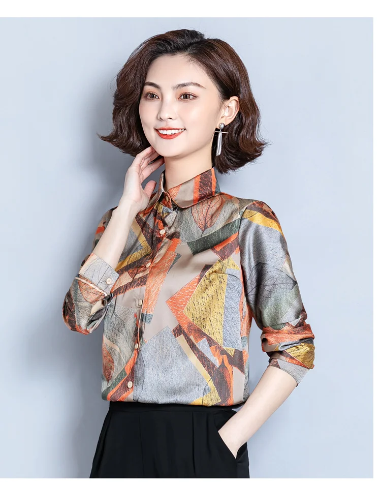 Blusas Feminias Женские топы и блузки Топы с длинным рукавом шифоновая блузка OL рубашки корейский топ на пуговицах с цветочным принтом 7921 50