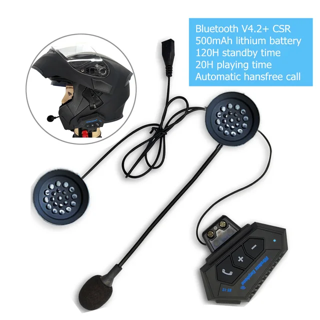 Acquista Casco BT12 Casco Motociclistico Bluetooth Cuffie Per Cuffie  Wireless Kit Waterproof Calling Music Player dalla Cina
