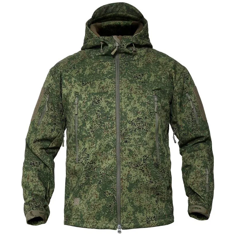 ply6 RU camo Мягкая флисовая куртка, Мужская верхняя одежда, утепленная Вельветовая теплая Военная тактическая куртка, Мужская Теплая Охотничья спортивная куртка с капюшоном - Цвет: ply6 RU camo
