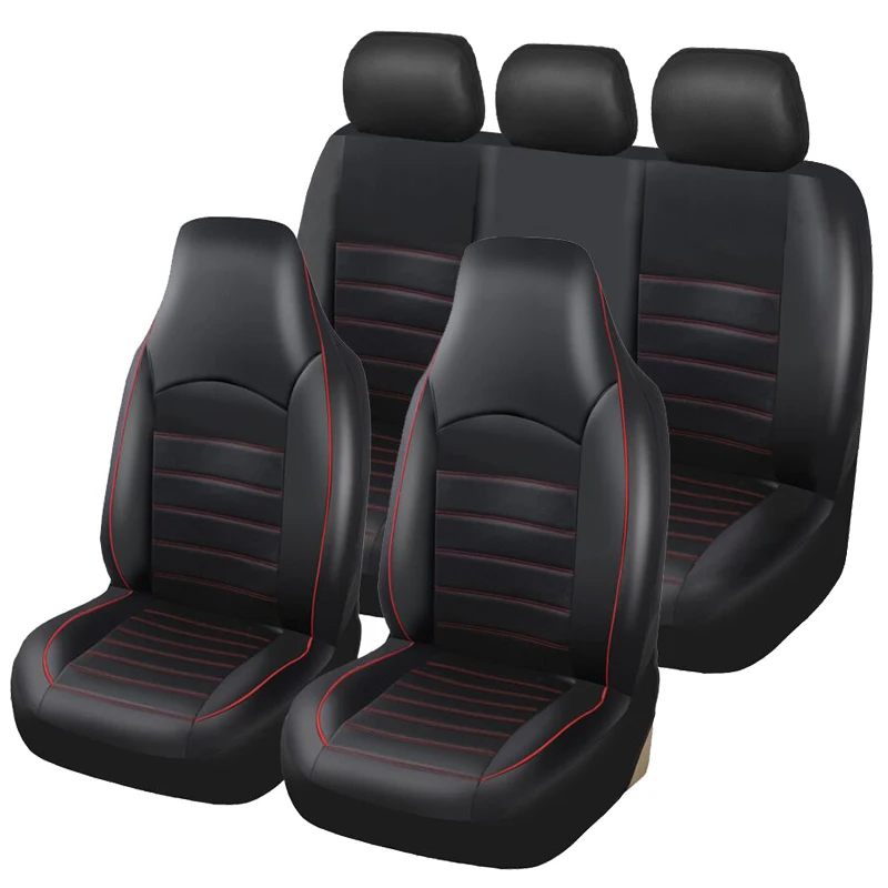 

Luxurous Faux Leather Car Seat Cover Full Set Airbags Compatible and Split Bench Cover Universal Auto Covers For TOYOTA For KIA