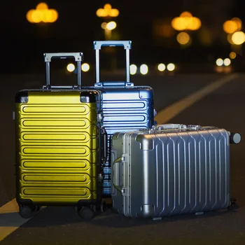 

New Aluminum frame trolley luggage universal wheel password box boarding 20/24/26/28 inch suitcase net red travel luggage case