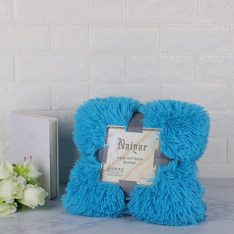 blue Мягкий мех плед на диване длинный мохнатый пушистый мех искусственная кровать диван одеяло s теплый уютный с пушистым шерпа - Цвет: blue