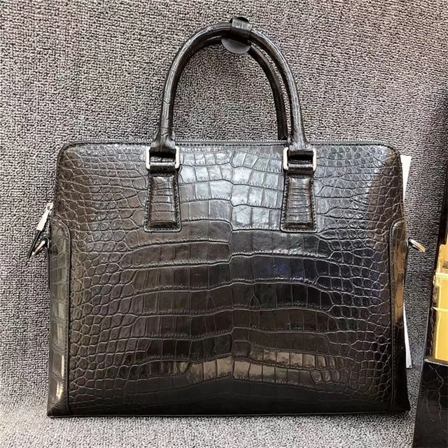 Authentic Crocodile Belly Skin Businessmen Large Laptop Briefcase Genuine  Alligator Leather Male Working Handbag Shoulder Bag - AliExpress