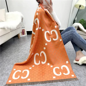 

Autumn and winter letter scarf Ladies winter cashmere shawl Korean version of wild thick warm scarf шарф женский зимний
