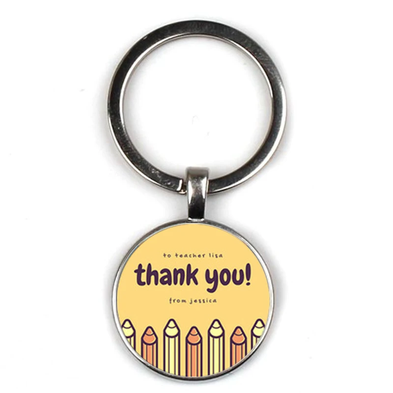 15 Модный текстовый брелок Thank You Teacher, Очаровательная стеклянная кристаллическая подвеска, качественная сумка для ключей, брелок для ключей, женский подарок на День учителя - Цвет: 15