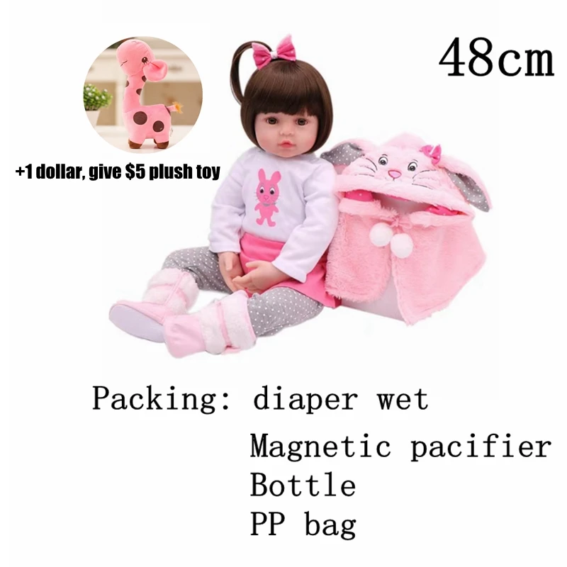 48cm Reborn Dolls de Silicone девушка тело 47 см Очаровательная кукла игрушки для девочек boneca Baby Bebe Кукла День рождения/Рождественский подарок - Цвет: 48cm