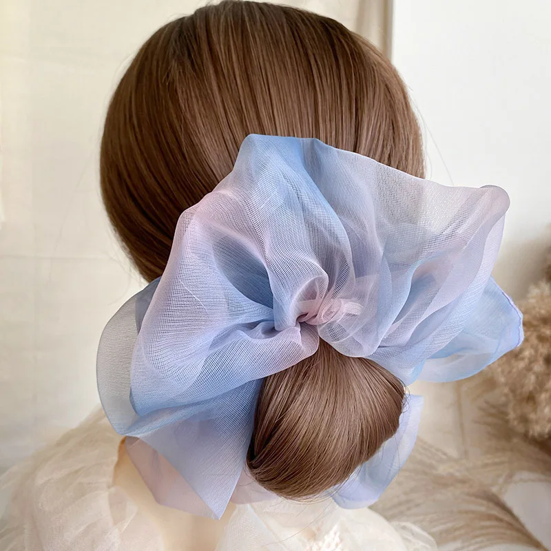 

1PC Oversized Scrunchies Big Rubber Check Color Tie-dye Hair Tie For Girl Ponytail Holder Satin Scrunchie Women Hair Accessories