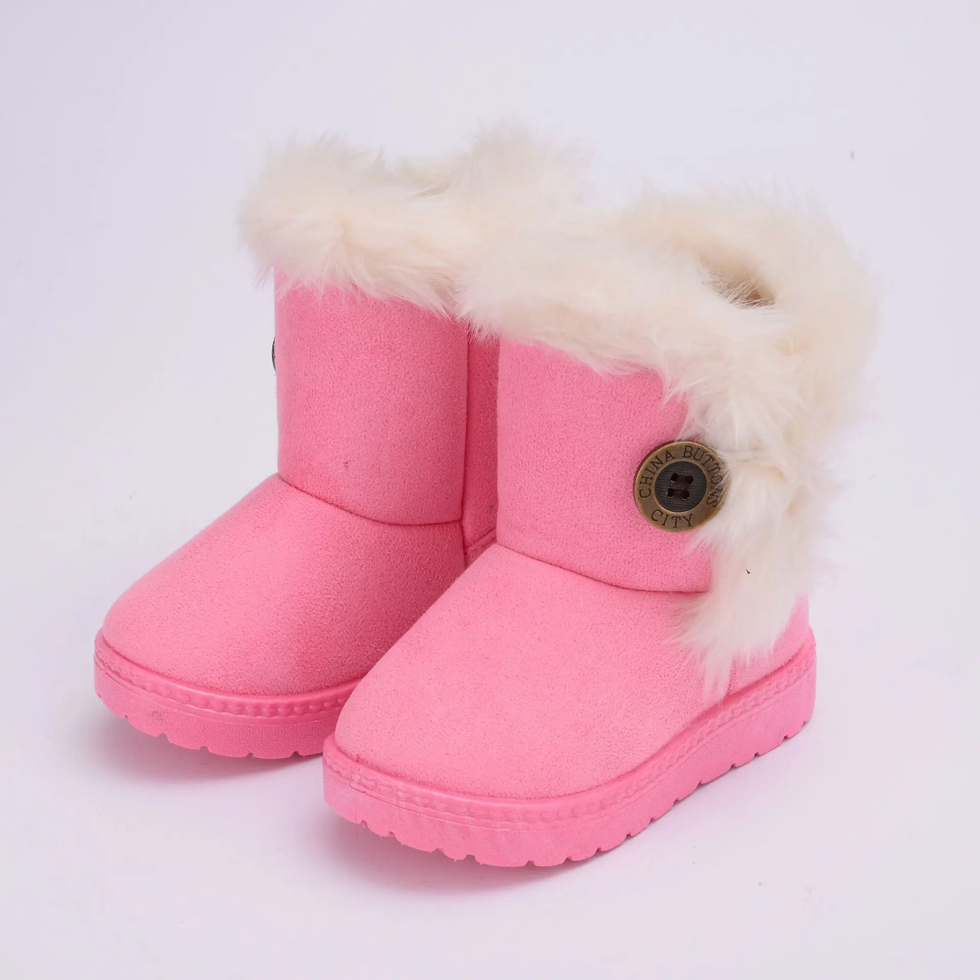 Зимняя обувь зимние сапоги для маленьких девочек толстые теплые Нескользящие Детские сапоги розовая хлопковая обувь детские сапоги для маленьких девочек