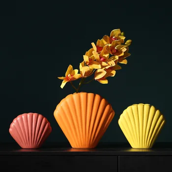 

Morandi Nordic Style Creative Shell Ceramic Vase Modern Arts And Crafts Porcelain Hydroponic Vases Flower Pot Home Decoration